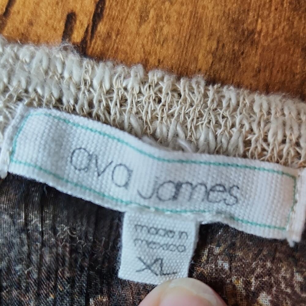 AVA‎ JAMES | Cottagecore Mixed Media Floral Chiffon Layered Marled Knit Top | XL - Picture 5 of 9